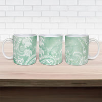 Aloha Hawaii Turtles Floral Ceramic Mug Seafoam Marbles Glaze LT7 - Polynesian Pride