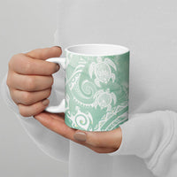 Aloha Hawaii Turtles Floral Ceramic Mug Seafoam Marbles Glaze LT7 - Polynesian Pride