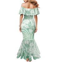 Aloha Hawaii Turtles Floral Family Matching Mermaid Dress and Hawaiian Shirt Seafoam Marbles Glaze LT7 - Polynesian Pride