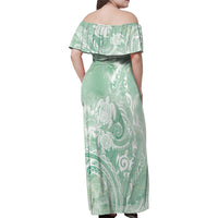 Aloha Hawaii Turtles Floral Family Matching Off Shoulder Maxi Dress and Hawaiian Shirt Seafoam Marbles Glaze LT7 - Polynesian Pride