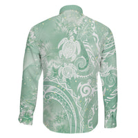 Aloha Hawaii Turtles Floral Family Matching Puletasi and Hawaiian Shirt Seafoam Marbles Glaze LT7 - Polynesian Pride
