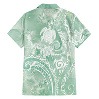 Aloha Hawaii Turtles Floral Family Matching Summer Maxi Dress and Hawaiian Shirt Seafoam Marbles Glaze LT7 - Polynesian Pride