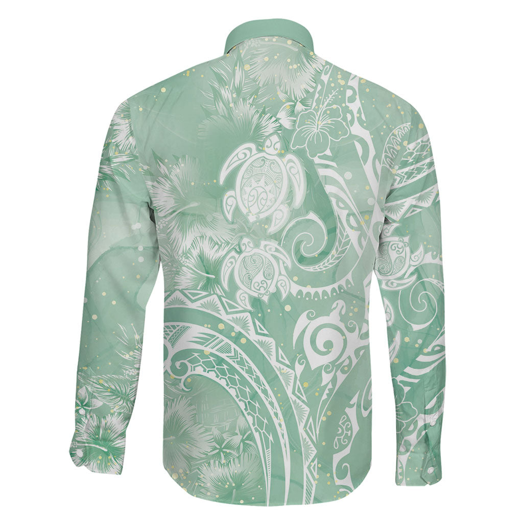 Aloha Hawaii Turtles Floral Family Matching Summer Maxi Dress and Hawaiian Shirt Seafoam Marbles Glaze LT7 - Polynesian Pride