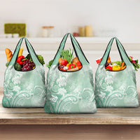Aloha Hawaii Turtles Floral Grocery Bag Seafoam Marbles Glaze LT7 3-pack One Size Seafoam - Polynesian Pride
