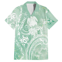 Aloha Hawaii Turtles Floral Hawaiian Shirt Seafoam Marbles Glaze LT7 Seafoam - Polynesian Pride