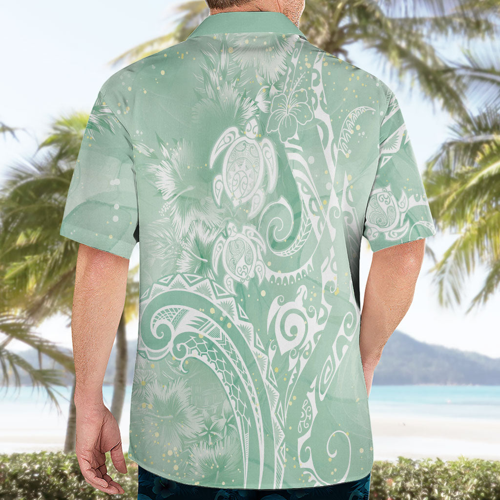 Aloha Hawaii Turtles Floral Hawaiian Shirt Seafoam Marbles Glaze LT7 - Polynesian Pride