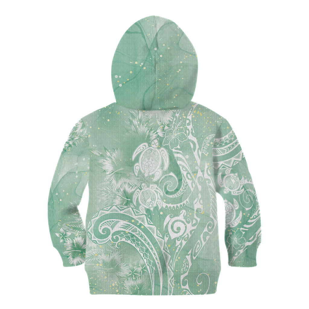 Aloha Hawaii Turtles Floral Kid Hoodie Seafoam Marbles Glaze LT7 - Polynesian Pride