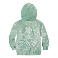 Aloha Hawaii Turtles Floral Kid Hoodie Seafoam Marbles Glaze LT7 - Polynesian Pride
