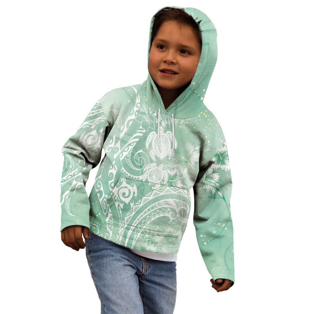 Aloha Hawaii Turtles Floral Kid Hoodie Seafoam Marbles Glaze LT7 - Polynesian Pride