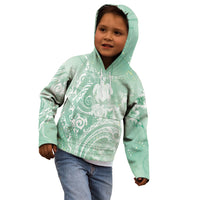 Aloha Hawaii Turtles Floral Kid Hoodie Seafoam Marbles Glaze LT7 - Polynesian Pride