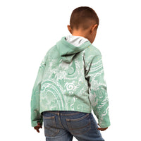 Aloha Hawaii Turtles Floral Kid Hoodie Seafoam Marbles Glaze LT7 - Polynesian Pride