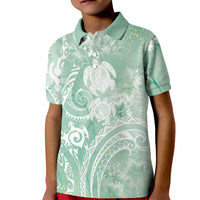 Aloha Hawaii Turtles Floral Kid Polo Shirt Seafoam Marbles Glaze LT7 Kid Seafoam - Polynesian Pride