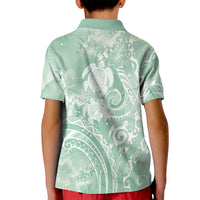Aloha Hawaii Turtles Floral Kid Polo Shirt Seafoam Marbles Glaze LT7 - Polynesian Pride