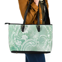 Aloha Hawaii Turtles Floral Leather Tote Bag Seafoam Marbles Glaze LT7 - Polynesian Pride