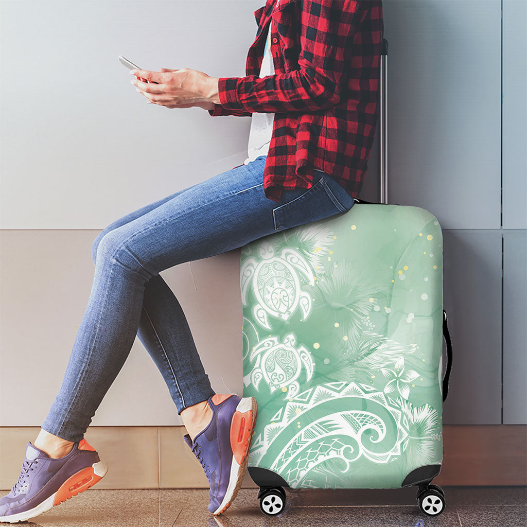 Aloha Hawaii Turtles Floral Luggage Cover Seafoam Marbles Glaze LT7 - Polynesian Pride