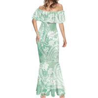 Aloha Hawaii Turtles Floral Mermaid Dress Seafoam Marbles Glaze LT7 - Polynesian Pride