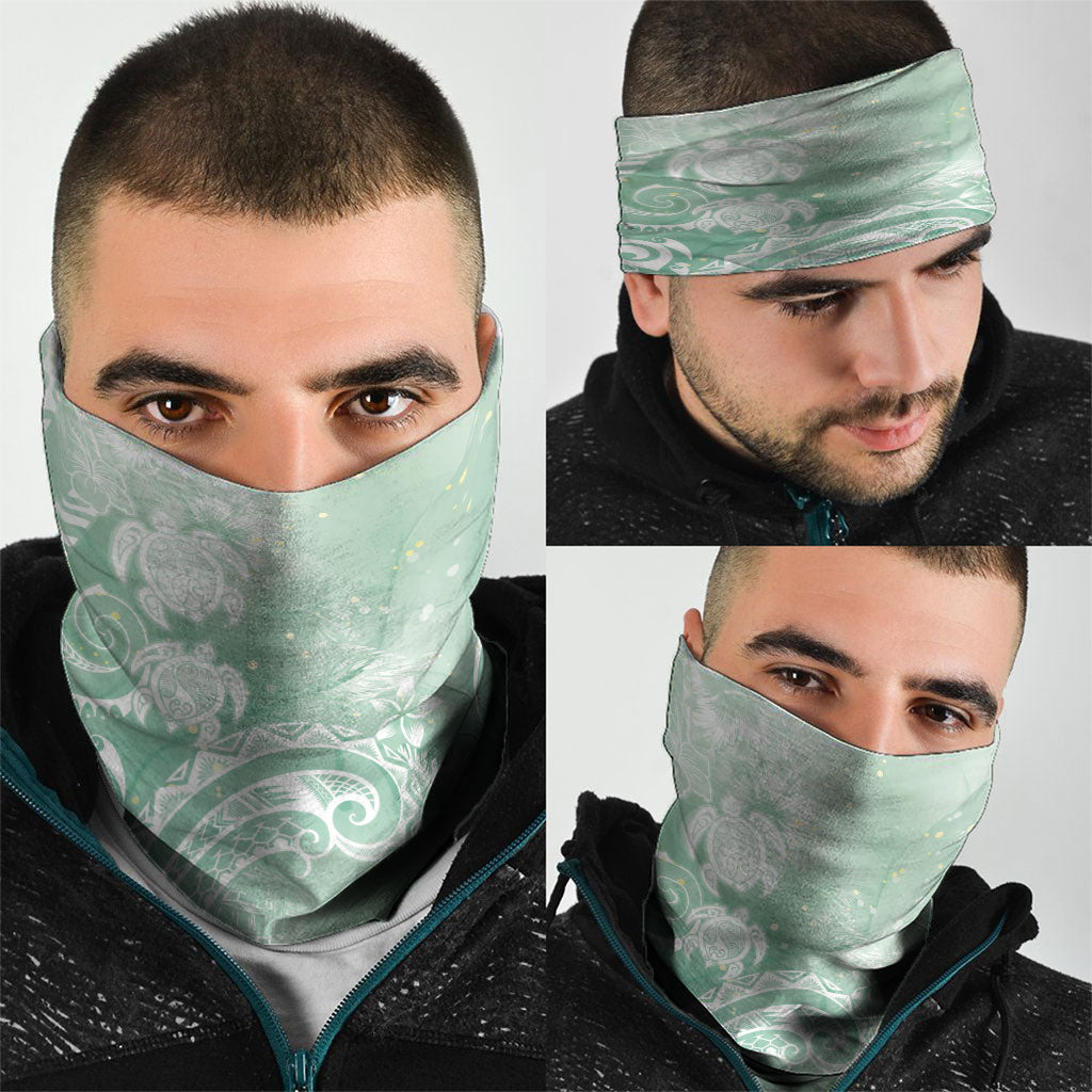 Aloha Hawaii Turtles Floral Neck Gaiter Seafoam Marbles Glaze LT7 - Polynesian Pride