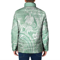 Aloha Hawaii Turtles Floral Padded Jacket Seafoam Marbles Glaze LT7 - Polynesian Pride