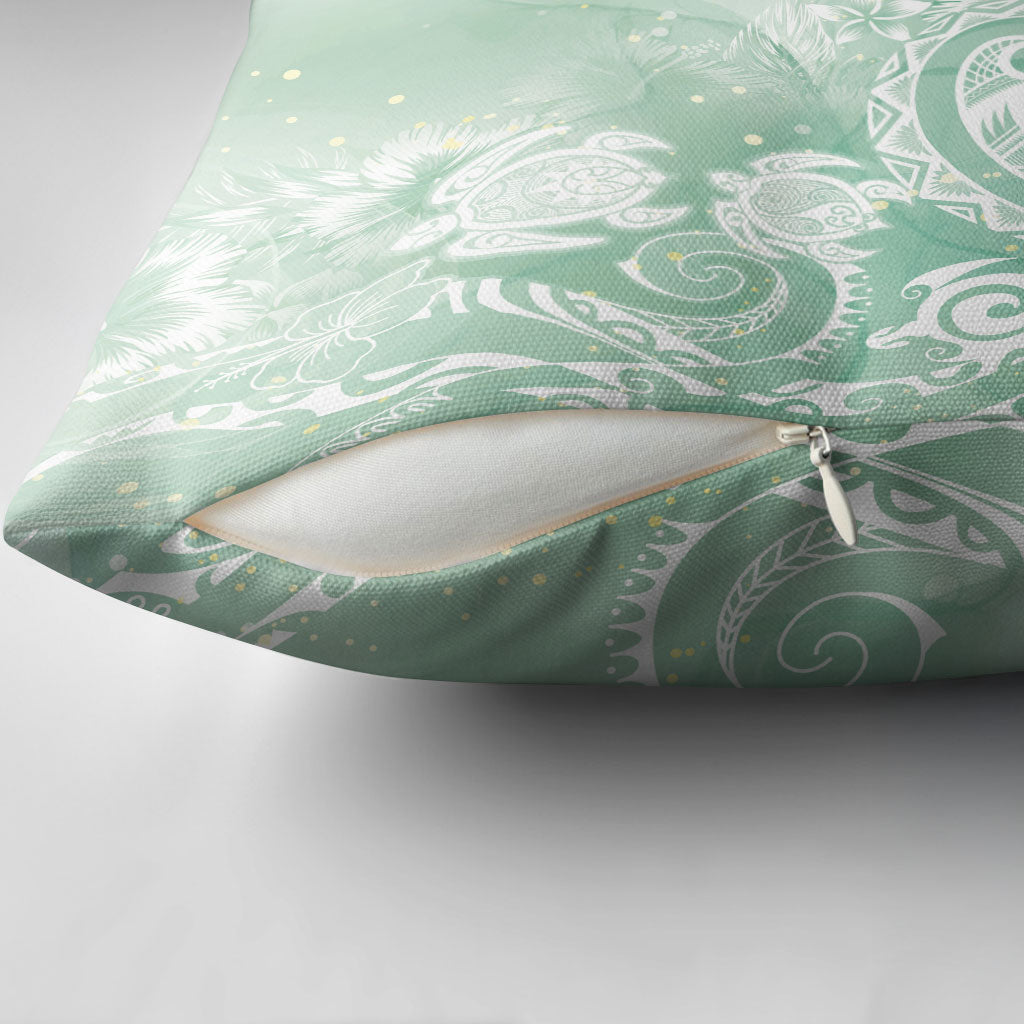 Aloha Hawaii Turtles Floral Pillow Cover Seafoam Marbles Glaze LT7 - Polynesian Pride
