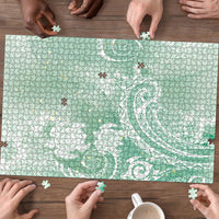 Aloha Hawaii Turtles Floral Puzzle Seafoam Marbles Glaze LT7 - Polynesian Pride