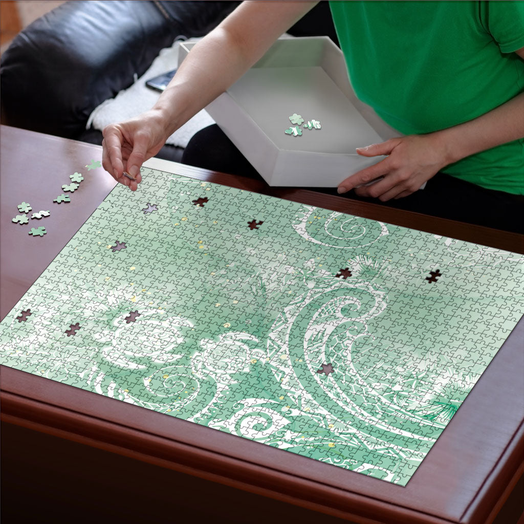 Aloha Hawaii Turtles Floral Puzzle Seafoam Marbles Glaze LT7 - Polynesian Pride