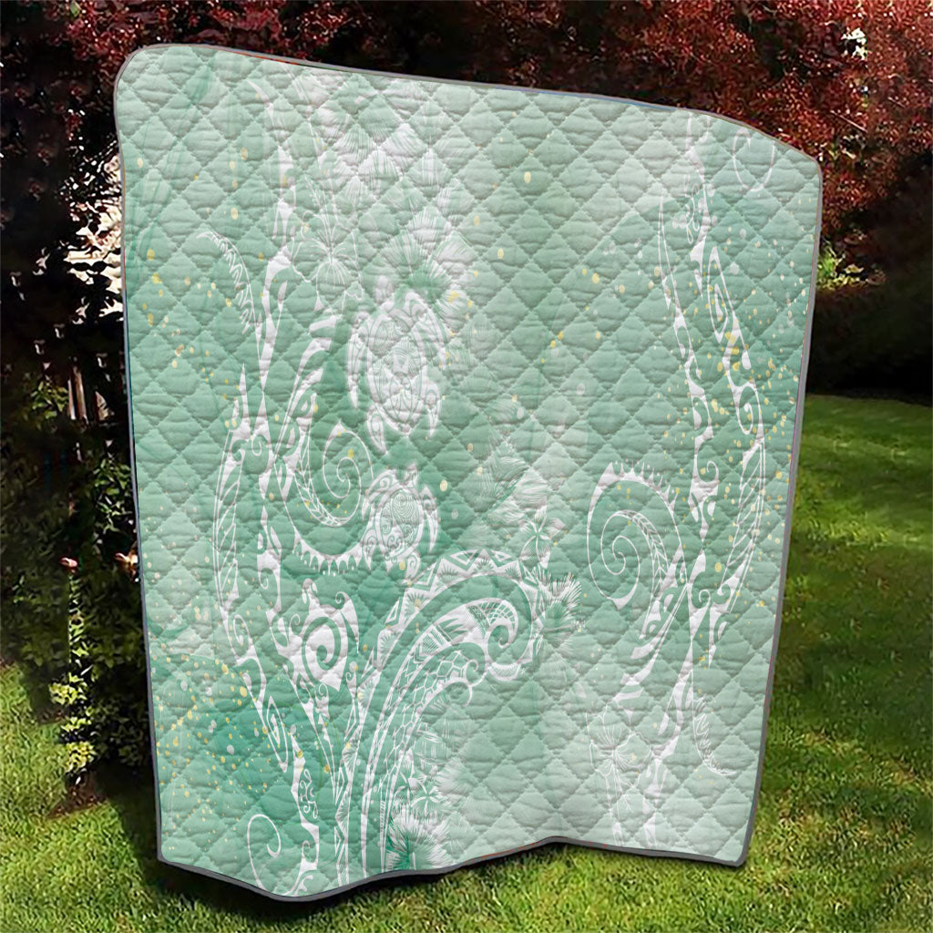 Aloha Hawaii Turtles Floral Quilt Seafoam Marbles Glaze LT7 - Polynesian Pride