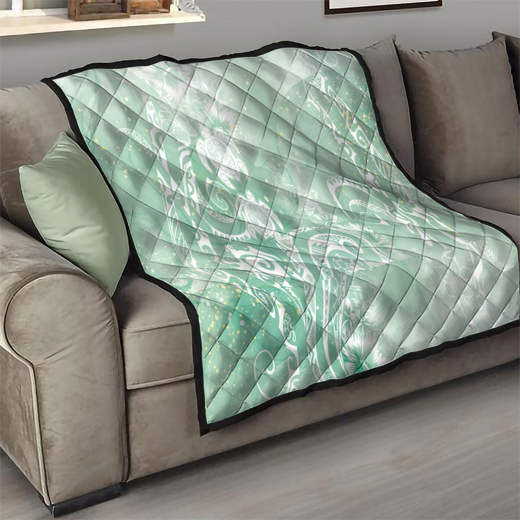 Aloha Hawaii Turtles Floral Quilt Seafoam Marbles Glaze LT7 - Polynesian Pride