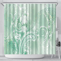 Aloha Hawaii Turtles Floral Shower Curtain Seafoam Marbles Glaze LT7 - Polynesian Pride