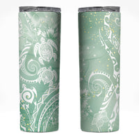 Aloha Hawaii Turtles Floral Skinny Tumbler Seafoam Marbles Glaze LT7 Seafoam - Polynesian Pride