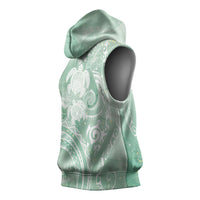 Aloha Hawaii Turtles Floral Sleeveless Hoodie Seafoam Marbles Glaze LT7 - Polynesian Pride