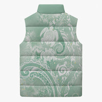 Aloha Hawaii Turtles Floral Sleeveless Puffer Jacket Seafoam Marbles Glaze LT7 - Polynesian Pride