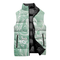 Aloha Hawaii Turtles Floral Sleeveless Puffer Jacket Seafoam Marbles Glaze LT7 - Polynesian Pride