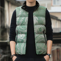 Aloha Hawaii Turtles Floral Sleeveless Puffer Jacket Seafoam Marbles Glaze LT7 - Polynesian Pride