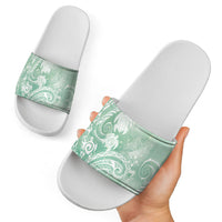 Aloha Hawaii Turtles Floral Slide Sandals Seafoam Marbles Glaze LT7 - Polynesian Pride