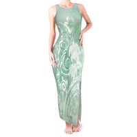 Aloha Hawaii Turtles Floral Tank Maxi Dress Seafoam Marbles Glaze LT7 Women Seafoam - Polynesian Pride