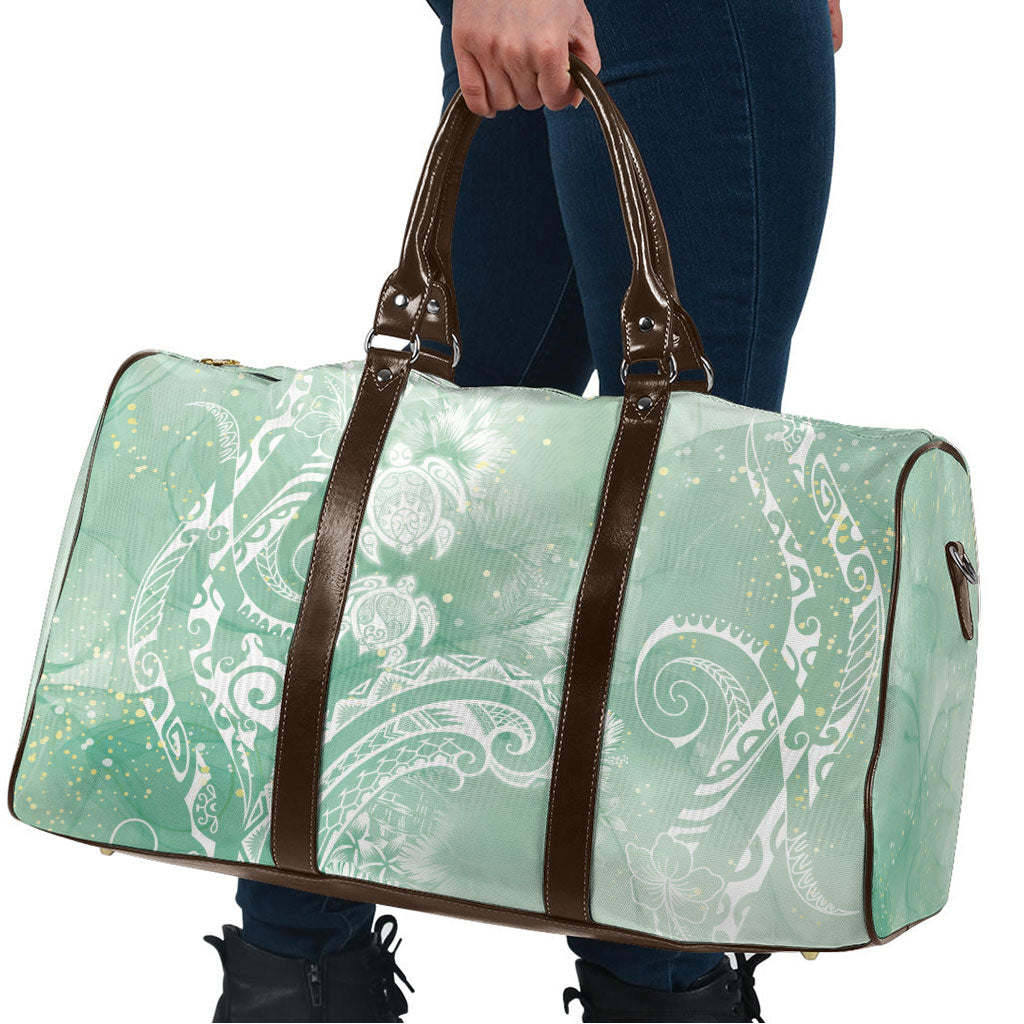 Aloha Hawaii Turtles Floral Travel Bag Seafoam Marbles Glaze LT7 - Polynesian Pride
