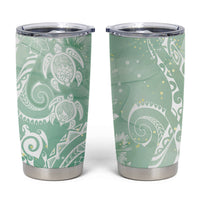 Aloha Hawaii Turtles Floral Tumbler Cup Seafoam Marbles Glaze LT7 Seafoam - Polynesian Pride