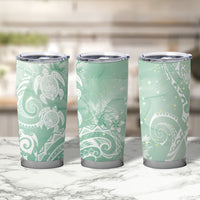 Aloha Hawaii Turtles Floral Tumbler Cup Seafoam Marbles Glaze LT7 - Polynesian Pride