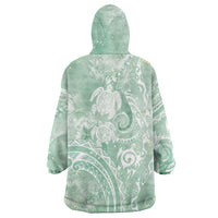Aloha Hawaii Turtles Floral Wearable Blanket Hoodie Seafoam Marbles Glaze LT7 - Polynesian Pride