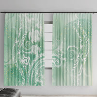 Aloha Hawaii Turtles Floral Window Curtain Seafoam Marbles Glaze LT7 With Hooks Seafoam - Polynesian Pride