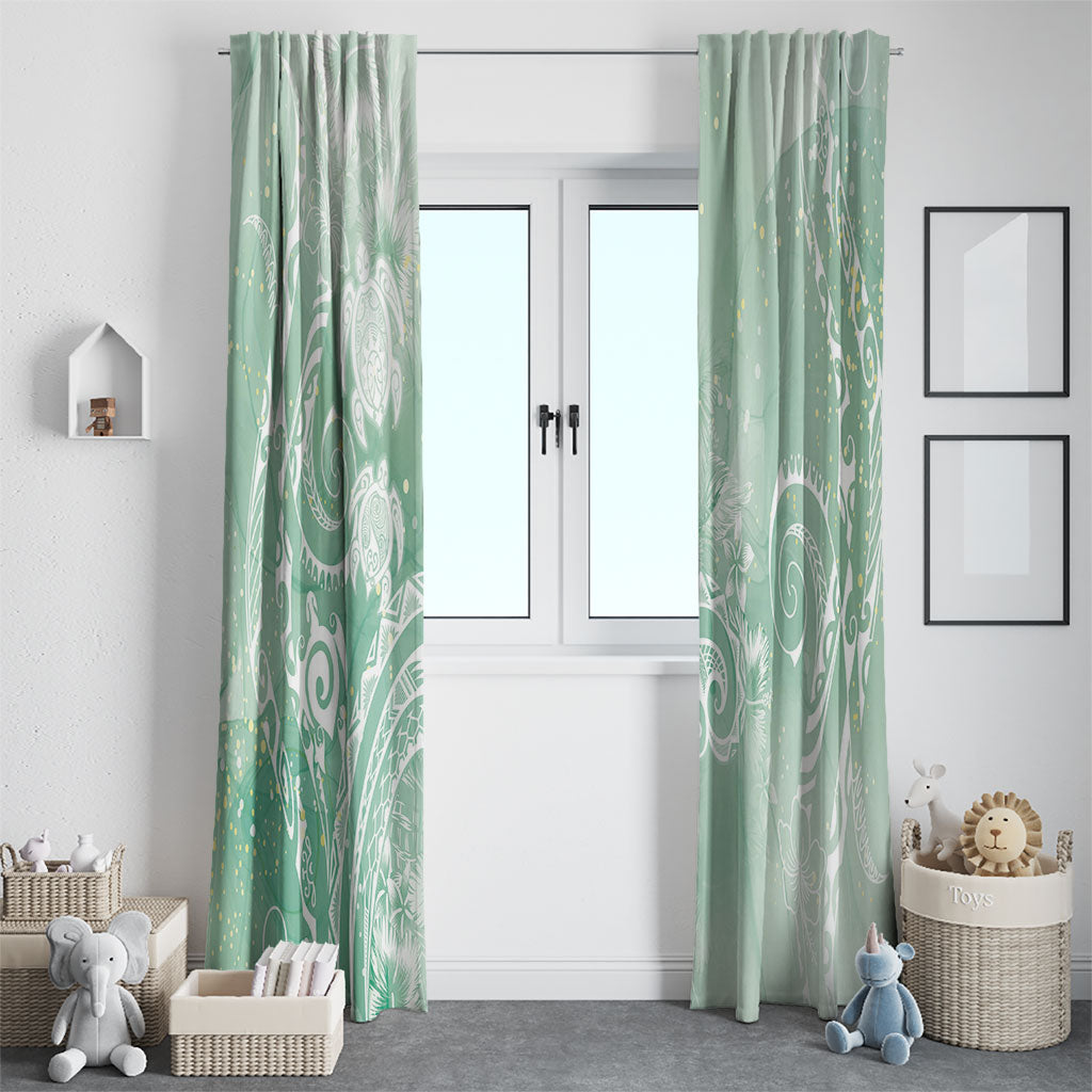 Aloha Hawaii Turtles Floral Window Curtain Seafoam Marbles Glaze LT7 - Polynesian Pride