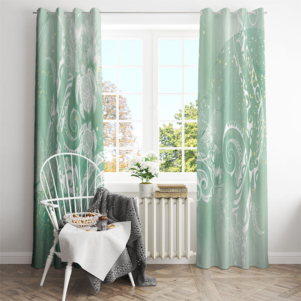 Aloha Hawaii Turtles Floral Window Curtain Seafoam Marbles Glaze LT7 - Polynesian Pride