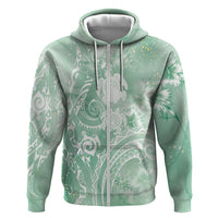 Aloha Hawaii Turtles Floral Zip Hoodie Seafoam Marbles Glaze LT7 Zip Hoodie Seafoam - Polynesian Pride