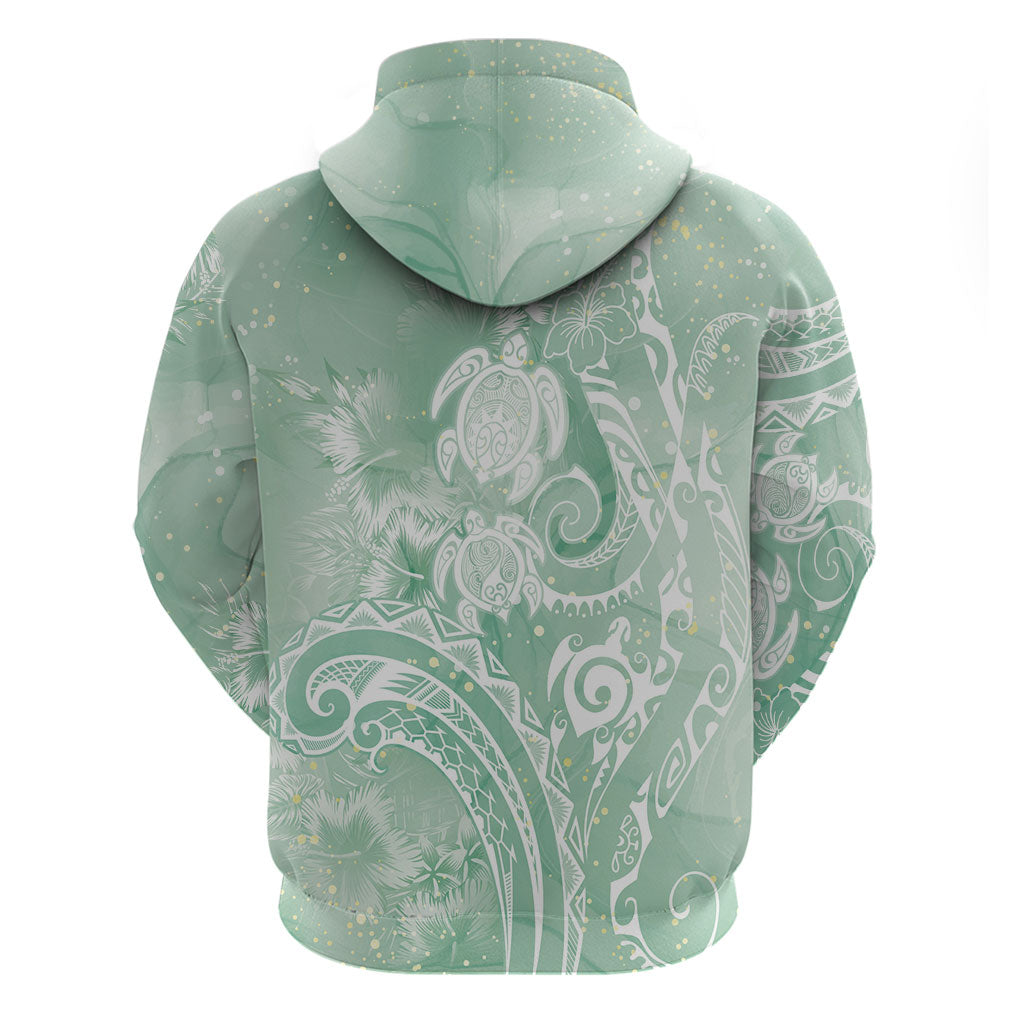 Aloha Hawaii Turtles Floral Zip Hoodie Seafoam Marbles Glaze LT7 - Polynesian Pride