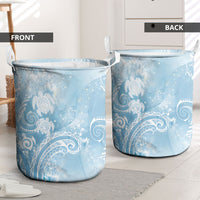 Aloha Hawaii Turtles Floral Laundry Basket Aqua Marbles Glaze LT7 - Polynesian Pride