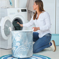 Aloha Hawaii Turtles Floral Laundry Basket Aqua Marbles Glaze LT7 - Polynesian Pride