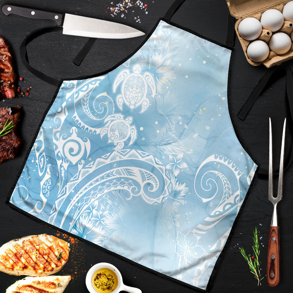 Aloha Hawaii Turtles Floral Apron Aqua Marbles Glaze LT7 Aqua - Polynesian Pride