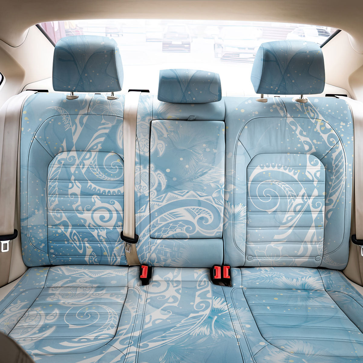 Aloha Hawaii Turtles Floral Back Car Seat Cover Aqua Marbles Glaze LT7 - Polynesian Pride