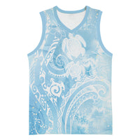 Aloha Hawaii Turtles Floral Basketball Jersey Aqua Marbles Glaze LT7 Unisex Aqua - Polynesian Pride