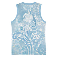 Aloha Hawaii Turtles Floral Basketball Jersey Aqua Marbles Glaze LT7 - Polynesian Pride